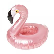 Boia Porta Copo Flamingo Rose Flutuador Praia Piscina
