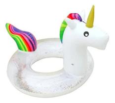 Boia Unicórnio Glitter Inflável Gigante Adulto/Infantil
