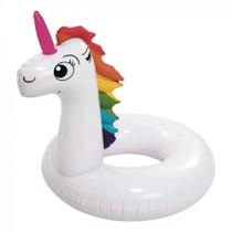 Boia Unicornio Inflavel com Abertura 1,27 M para Piscina Branca Mor