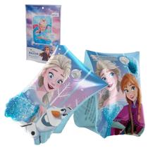 Boias De Braço Disney Frozen Inflável Infantil Original Etitoys, P/ Piscina Natação Suporta Até 18Kg