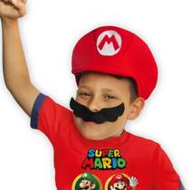 Boina / Chapéu / Super Mario Bros em feltro com bigode