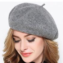 Boina Cinza Estilo Francesa Gorro Feltro Lã Inverno
