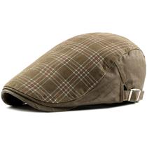 Boina Clássica Xadrez Viseira Plana Bordada Retro Moda Outono Inverno Casual Ajustável Boina Clássica Xadrez Viseira Plana Bordada Retro Moda Outono Inverno Casual Ajustável