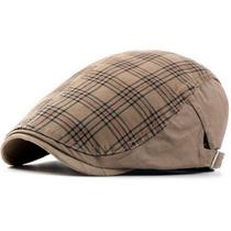 Boina Clássica Xadrez Viseira Plana Bordada Retro Moda Outono Inverno Casual Ajustável Boina Clássica Xadrez Viseira Plana Bordada Retro Moda Outono Inverno Casual Ajustável