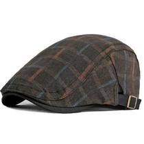 Boina de Algodão Britânica Clássica Viseira Estilo Golfe Listrada Moda Casual Ajustável