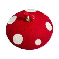 Boina de Cogumelo Vermelho e Branco - Chapéu de Pintor Manual para Meninas