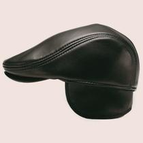 Boina Estilo Italiano Masculina Inverno Elegante em Material Sintético 颜色:B-Couro-Preto
