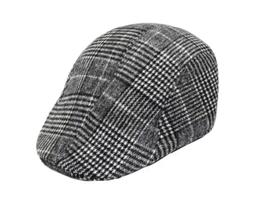 Boina Estilo Italiano Xadrez Chevron Lanoso Masculina Outono Inverno