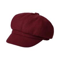 Boina Feminina De Inverno Octogonal Cor Sólida Estilo Britânico Francês Casual Para Outono