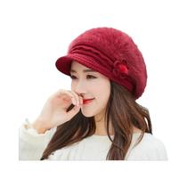 Boina Feminina De Tricô Quente Com Pele De Coelho Estilo Coreano Outono Inverno Moderna Versátil