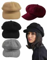 Boina Feminina Feltro com aba regulagem e forro interno Fashion Francesa Inverno