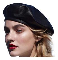 Boina Feminina Francesa Couro Pu Moda Luxo Com Ajuste