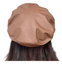 Boina Feminina Francesa Couro Pu Moda Luxo Com Ajuste
