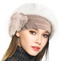 Boina francesa VECRY Lady 100% lã, vestido floral, gorro, chapéu de inverno (Angola-Cream) Boina francesa VECRY Lady 100% lã, vestido floral, gorro, chapéu de inverno (Angola-Cream)