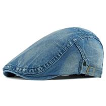 Boina Jeans Ajustável Unissex Boné Casual Chapéu Jornaleiro Cor:Azul