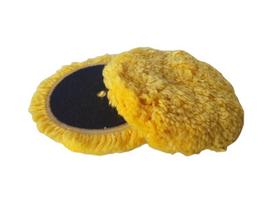 Boina Lã Polimento 5 Polegadas Com tiras autocolantes Grossa Amarela