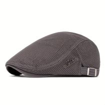 Boina Masculina Leve e Respirável em Malha Boné Retrô Britânico Ajustável Boina Masculina Leve e Respirável em Malha Boné Retrô Britânico Ajustável