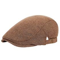 Boina Masculina Vintage de Algodão - Boné Plano em Treliça