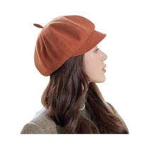 Boina Octógono Feminina - Estilo Coreano Retrô - Cores Sólidas - Outono/Inverno