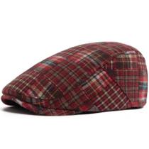Boina Xadrez Grande Estilo Y2K com Patchwork, Casual, Retrô, Unissex - Vermelho Boina Xadrez Grande Estilo Y2K com Patchwork, Casual, Retrô, Unissex - Vermelho