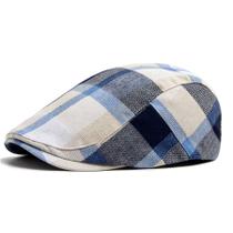 Boina xadrez multicor masculina e feminina viseira de sol casual chapéu liso moda vintage