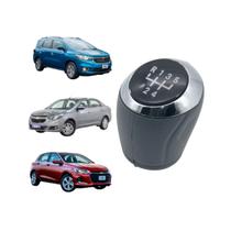 Bola Alavanca Cambio Cinza Lente Preta Aro Cromado Onix Spin e Cobalt 2012 a 2020 Prisma e Sonic 2013 a 2019