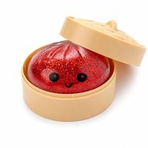 Bola antiestresse de brinquedo Crossunx de bolinho vermelho com glitter Bola antiestresse de brinquedo Crossunx de bolinho vermelho com glitter