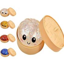 Bola Antiestresse Squishy JOIEFIEX Dumpling com Glitter e Cesto a Vapor