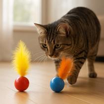 Bola Bolinha Brinquedo com Pena Para Gatos Pet Kit Com 2 uns Bolinha Guizo Pena Bola Bolinha Brinquedo com Pena Para Gatos Pet Kit Com 2 uns Bolinha Guizo Pena