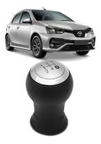 Bola Câmbio Manopla Etios Hatch Sedan 2013 2014 Até 2016 Preto Lente Prata Aro Cromado 5 Marchas