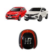 Bola Câmbio Manopla Preto Vermelho PVC Argo Cronos 2017 2020