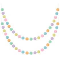 Bola de arco-íris de feltro de lã Garland WILLBOND 2,5 cm e 2 m (pastel)