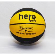 Bola de basquete borracha laminada, cor preto e amarelo, textura em alto relevo, tamanho oficial 7