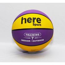 Bola de basquete borracha laminada, textura em alto relevo, tamanho oficial 7 cor roxo e amarelo