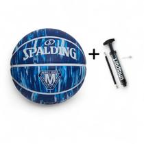 Bola De Basquete Spalding Marble +bomba De Ar - Azul Marinho Bola De Basquete Spalding Marble +bomba De Ar - Azul Marinho