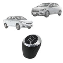 Bola de Câmbio Manopla Cobalt Joy Prisma Onix Spin Preto com Aro Cromado 6 Marchas