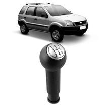 Bola de Câmbio Manopla Ecosport 2003 a 2006 Preto com Lente Prata 5 Marchas Ré para Trás - Nat