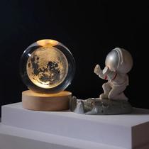 Bola De Cristal 3D 6/8cm LED Sistema Solar Astronômico Planetas Lua Astronauta Decoração De Casa
