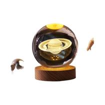 Bola De Cristal 3D 6cm Luz Noturna LED Sistema Solar Planetas Lua Astronauta Decoração Para Casa