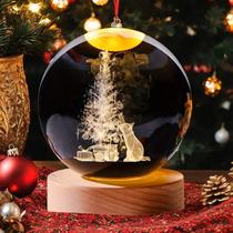 Bola De Cristal 3D Com Gato De Natal, Luzes Coloridas, Luminária Decorativa Para Mesa