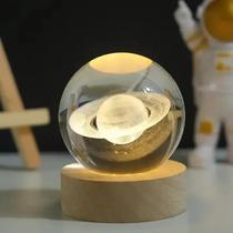 Bola De Cristal 3D Da Lua Luminosa Galáxia Sistema Solar Luz Noturna Decoração De Casa Globo De