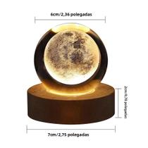 Bola De Cristal 3D De 6cm Com Planeta, Luz Noturna Com Gravação a Laser Do Sistema Solar, Globo