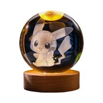 Bola De Cristal 3D Infantil Luz Noturna 6 Cm Ponto Pikachu Doraemon Hello Kitty Presente Esculpido a