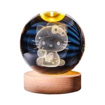 Bola De Cristal 3D Infantil Luz Noturna 6 Cm Ponto Pikachu Doraemon Hello Kitty Presente Esculpido a