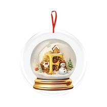 Bola De Cristal Amarela De Acrílico Para Decoração De Árvore De Natal, 26 Letras, Enfeites 2D Para