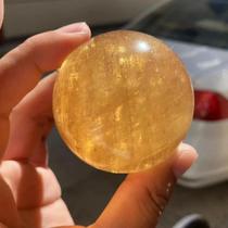 Bola de Cristal de Quartzo Citrino e Calcita Natural - Pedra para Cura e Decoração