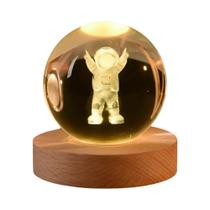 Bola De Cristal LED USB Night Light 3D Moon Planet Galaxy Astronauta Lâmpada Para Crianças Adultos