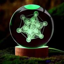 Bola De Cristal Metatron Gravada a Laser 3D Luz Noturna Moderna Decoração De Vidro Polido Para Natal