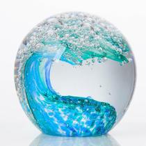 Bola de cristal Qianwei soprada à mão, ondas do mar, 8 cm Bola de cristal Qianwei soprada à mão, ondas do mar, 8 cm