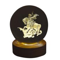 Bola de Cristal São Jorge Brilhante com Base de Madeira 6 cm